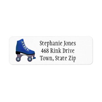 Dark Blue Roller Skates Skating Label by SjasisSportsSpace at Zazzle