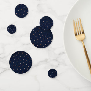 Dark Blue & Rose Gold Pink Glittery Stars Starry Confetti