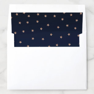 Dark Blue & Rose Gold Pink Glittery Stars Starry Envelope Liner