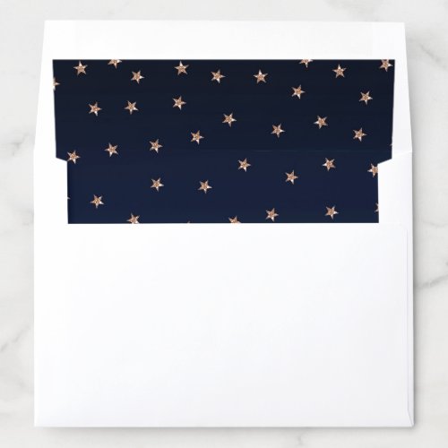 Dark Blue  Rose Gold Pink Glittery Stars Starry Envelope Liner