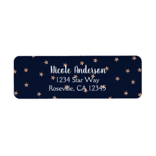 Dark Blue & Rose Gold Pink Glittery Stars Starry Label