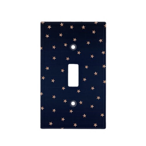 Dark Blue  Rose Gold Pink Glittery Stars Starry Light Switch Cover