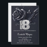Dark Blue Rose Gothic 18th Birthday  Invitation<br><div class="desc">Elegant dark rose on a dark blue background.</div>