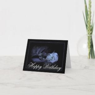 Dark Blue Rose Gothic Pretty Happy Birthday Card