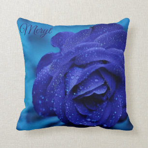 Dark Blue Rose Throw Pillow