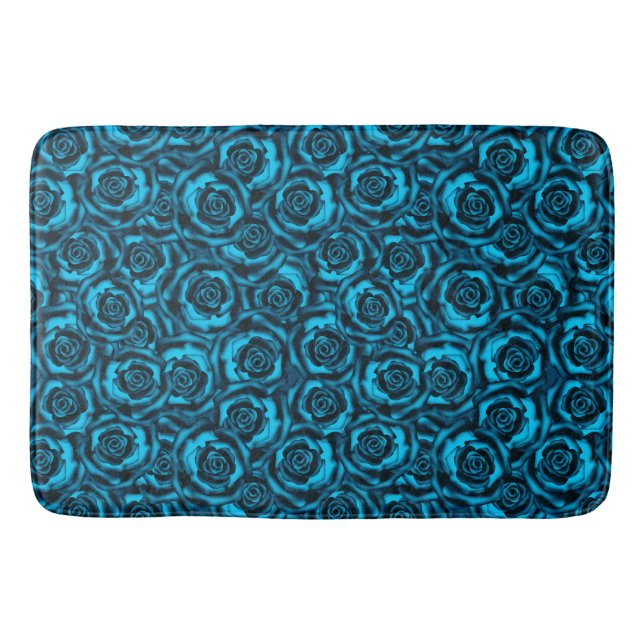 Dark blue roses bathroom mat (Front)