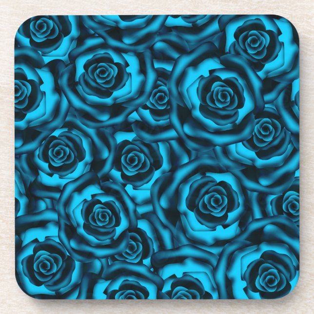 Dark blue roses beverage coaster (Front)