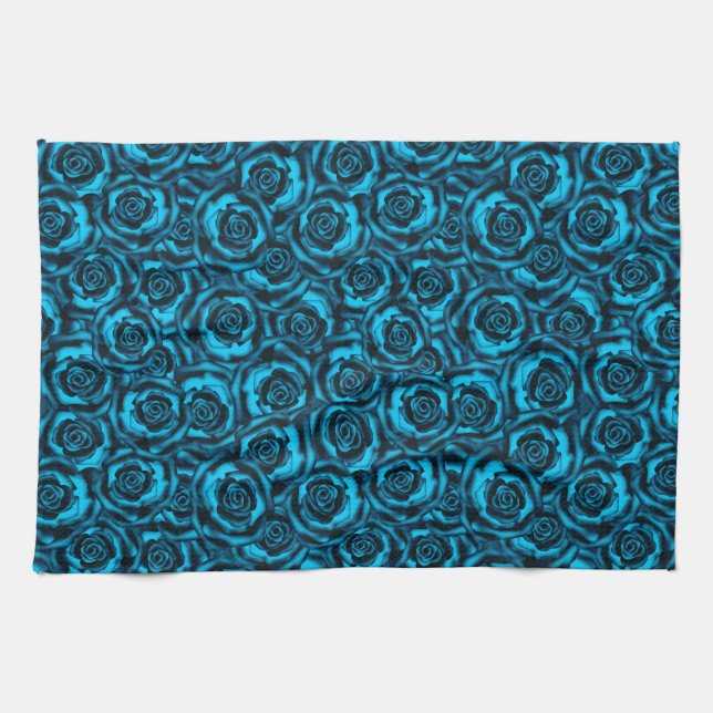 Dark blue roses kitchen towel (Horizontal)