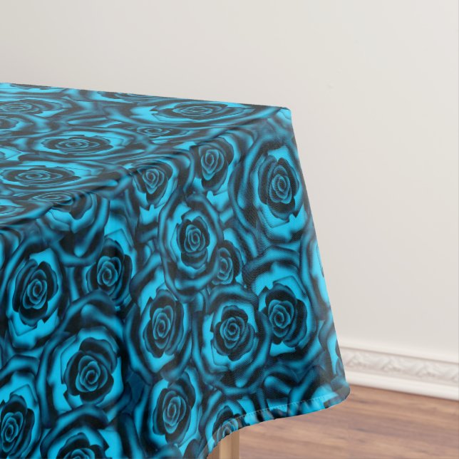 Dark blue roses tablecloth (In Situ)