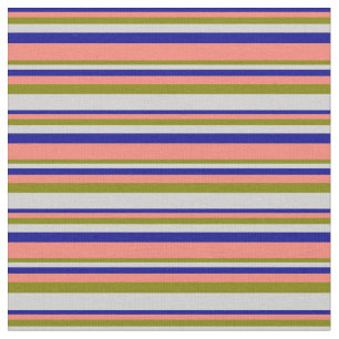 Dark Blue, Salmon, Green, and Light Grey Colored Fabric