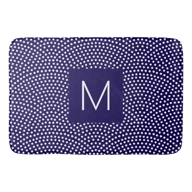 Dark Blue Same Komon (shark skin) Monogrammed Bath Mat (Front)