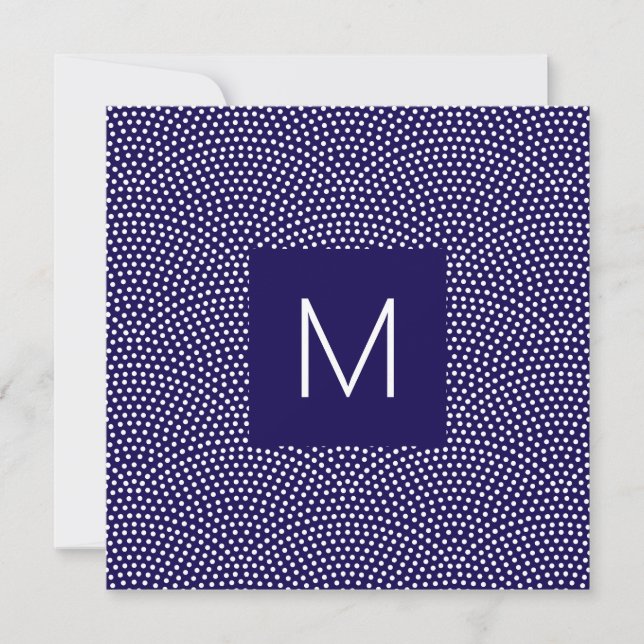 Dark Blue Same Komon (shark skin) Monogrammed Note Card (Front)