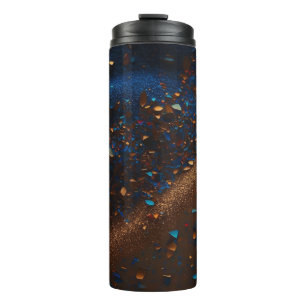 Dark Blue Sandy Brown Glitter Thermal Tumbler 12oz