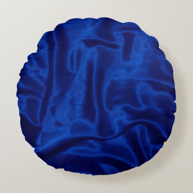 Dark Blue Satin-Round Throw Pillow (Front)
