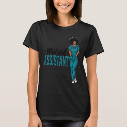 Dark Blue Scrubs Medical Assistant Nursing Black W T_Shirt