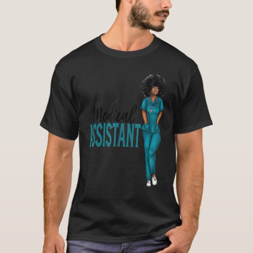Dark Blue Scrubs Medical Assistant Nursing Black W T_Shirt