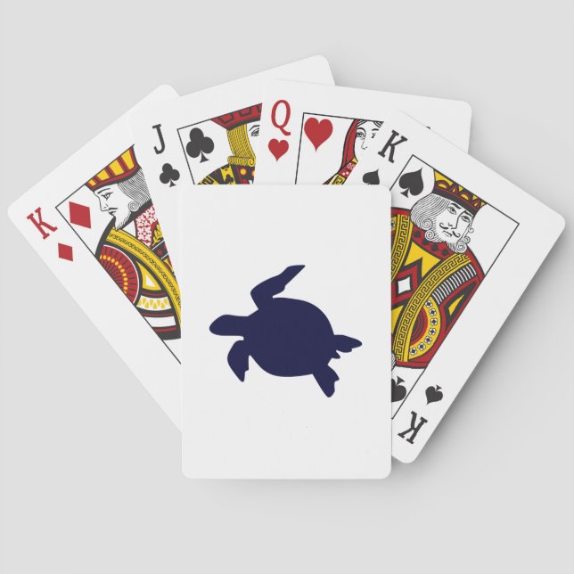 Dark Blue Sea Turtle Poker Cards (Back)