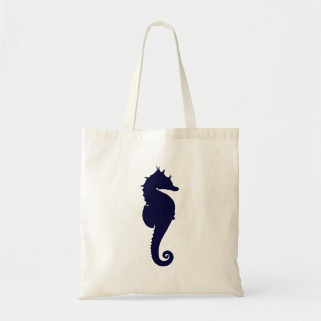 Dark Blue Seahorse Tote Bag (Front)
