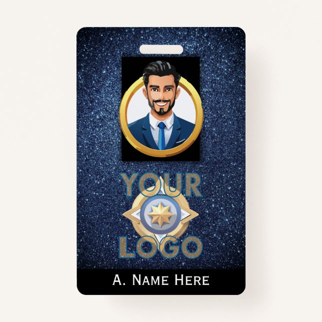 Dark Blue Security ID Badge IT Law Enforcement (Front)