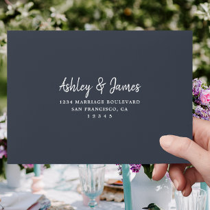 Dark Blue Self-Addressed RSVP Envelope