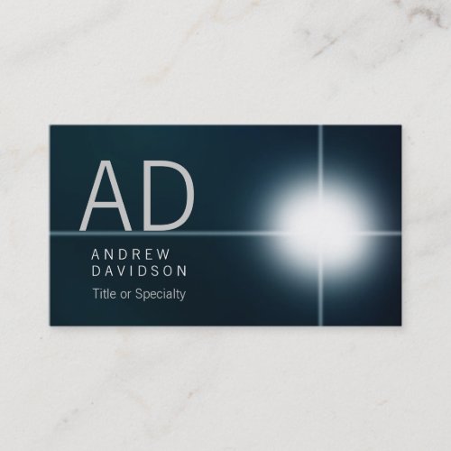 Dark Blue Shadow Light Monogram Business Card