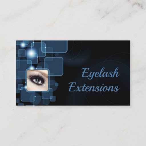 Customizable Dark Blue Shimmering Cubes Eyelash Extensions Card Business Card Templates