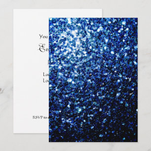 Dark Blue shiny faux glitter sparkles Personalize Invitation