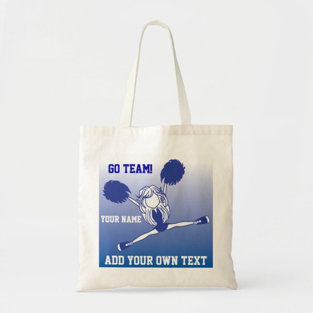 Dark Blue Silhouette Cheerleader Girl Tote Bag (Front)