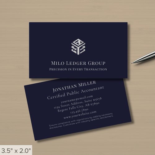 Dark Blue Silver Geometric Logo Business Card - Product | North Red Vine
