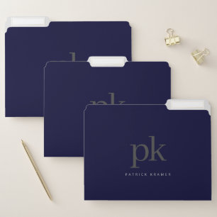 Dark Blue Simple Modern Minimalist Professional File Folder