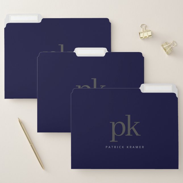 Dark Blue Simple Modern Minimalist Professional File Folder (Set)