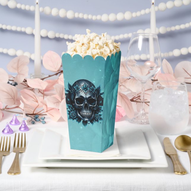 Dark blue skull with roses. favor boxes (Wedding)