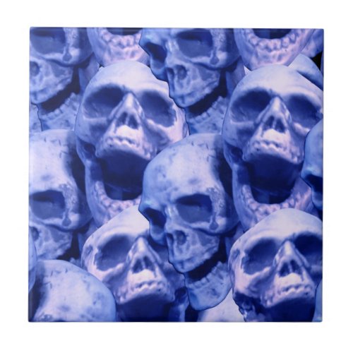 Dark Blue Skulls  Ceramic Tile