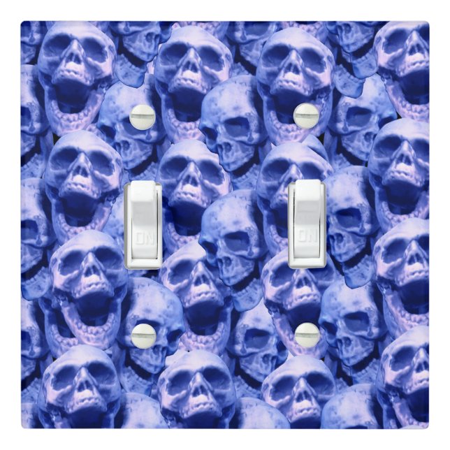 Dark Blue Skulls Light Switch Cover (In Situ)