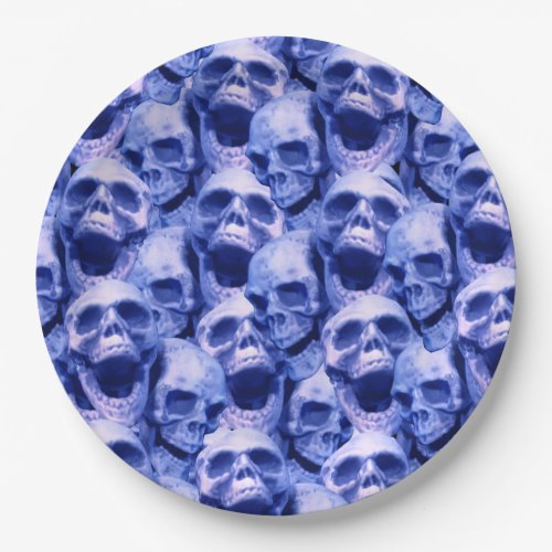 Dark Blue Skulls Paper Plates