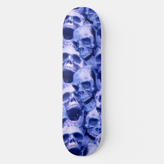 Dark Blue Skulls Skateboard Deck (Front)