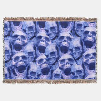 Dark Blue Skulls Throw Blanket
