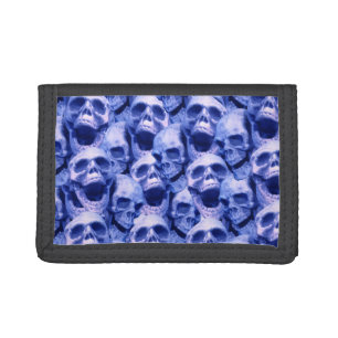 Dark Blue Skulls Trifold Wallet