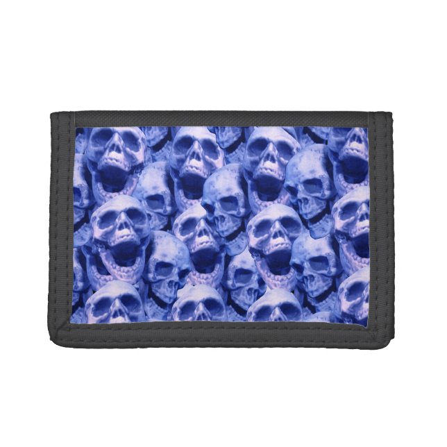 Dark Blue Skulls Trifold Wallet (Front)