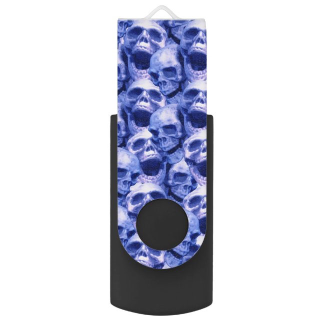 Dark Blue Skulls USB Flash Drive (Front Vertical)