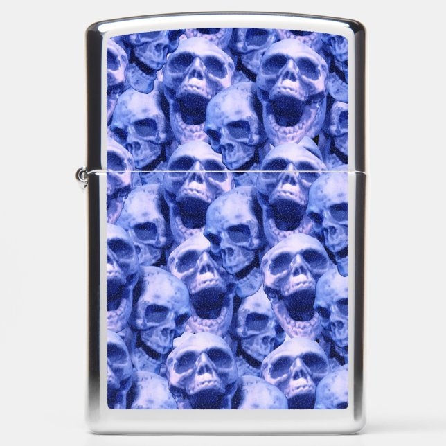 Dark Blue Skulls Zippo Lighter (Front)