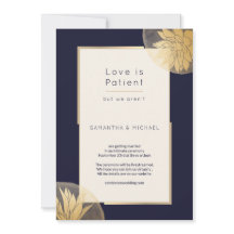 Dark Blue Small Downsized Wedding Love is Patient