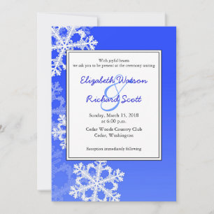 Dark blue Snowflakes Christmas wedding invitation