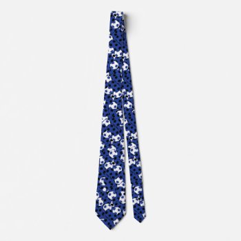 Dark Blue ⚽ Soccer Ball Collage - Two Side Print Neck Tie by DesignsbyDonnaSiggy at Zazzle