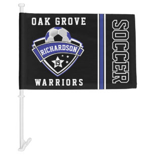 Dark Blue Soccer Sport Car Flag