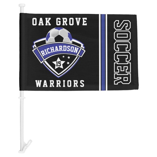 Dark Blue Soccer Sport Car Flag (Front)
