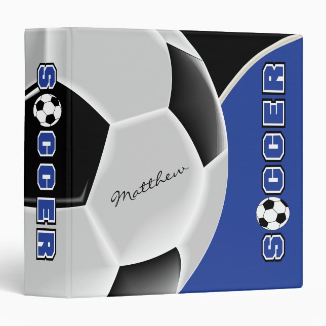 Dark Blue | Soccer Sport  | DIY Name 3 Ring Binder (Front/Spine)