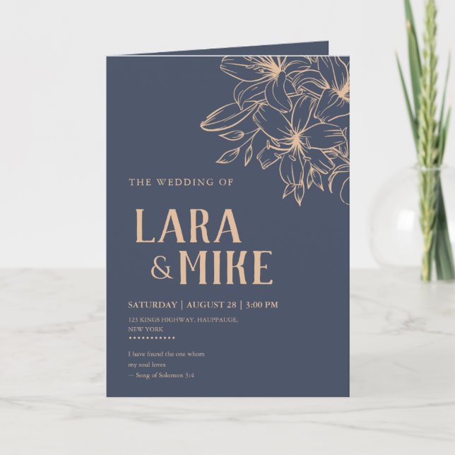 Dark Blue Soft Wedding Program (Front)
