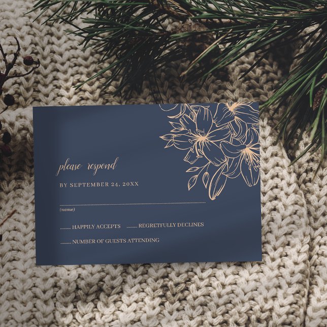 Dark Blue Soft Wedding RSVP Card (Creator Uploaded)