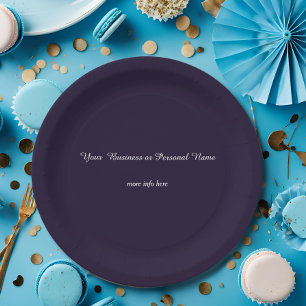 dark  blue solid color -personalized  paper plates